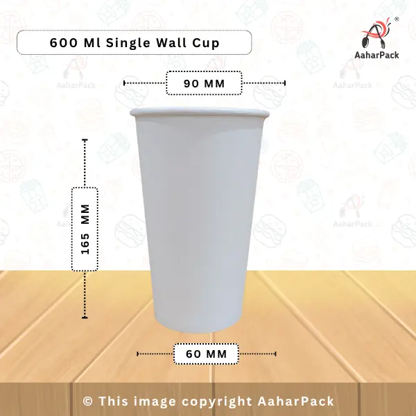 600 ML (20oz) Single Wall White Paper Cups – Pack of 1000 – Large Disposable, Eco-Friendly Cups for Hot & Cold Drinks